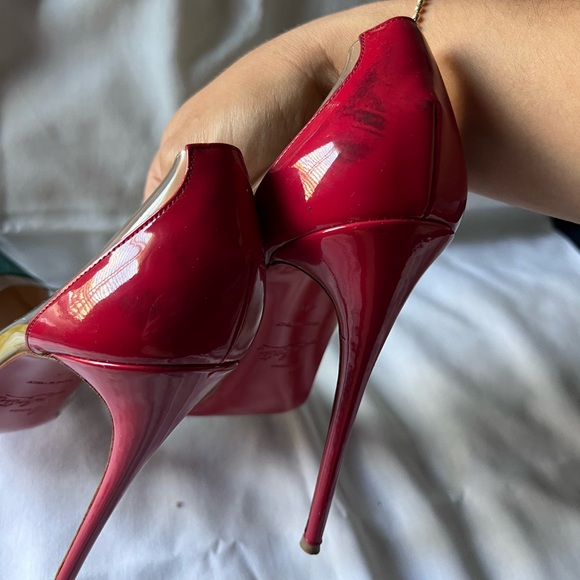 Christian Louboutin Pink/Teal Green Patent Leather And PVC Debout Pumps Size 40